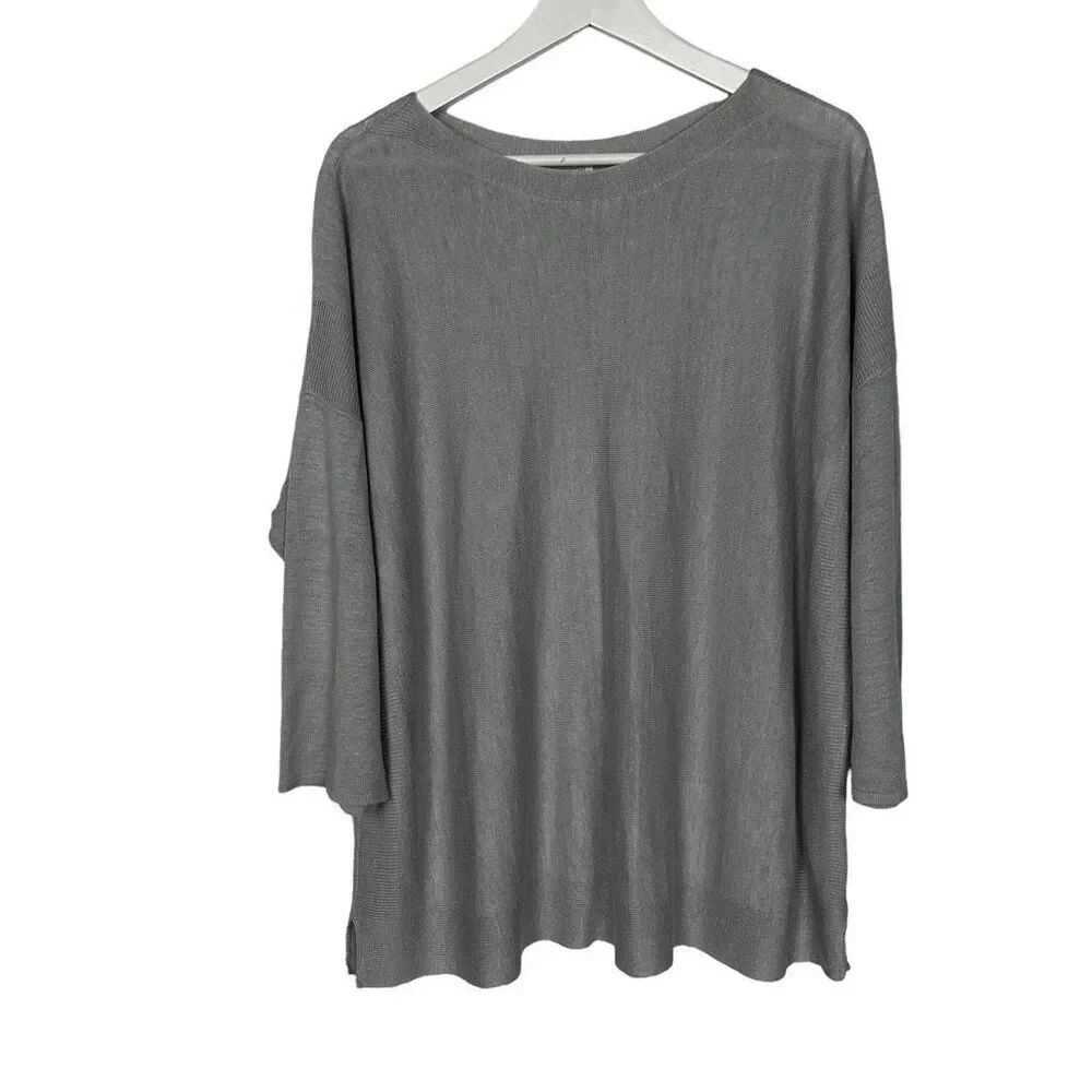 J. Jill Silver Linen Blend Boxy Oversized Sweater size XL